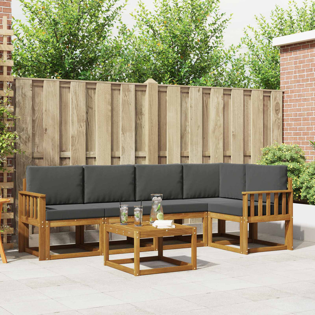 Outdoor-Sofagarnitur mit Kissen 6 pcs Natur und Anthrazit