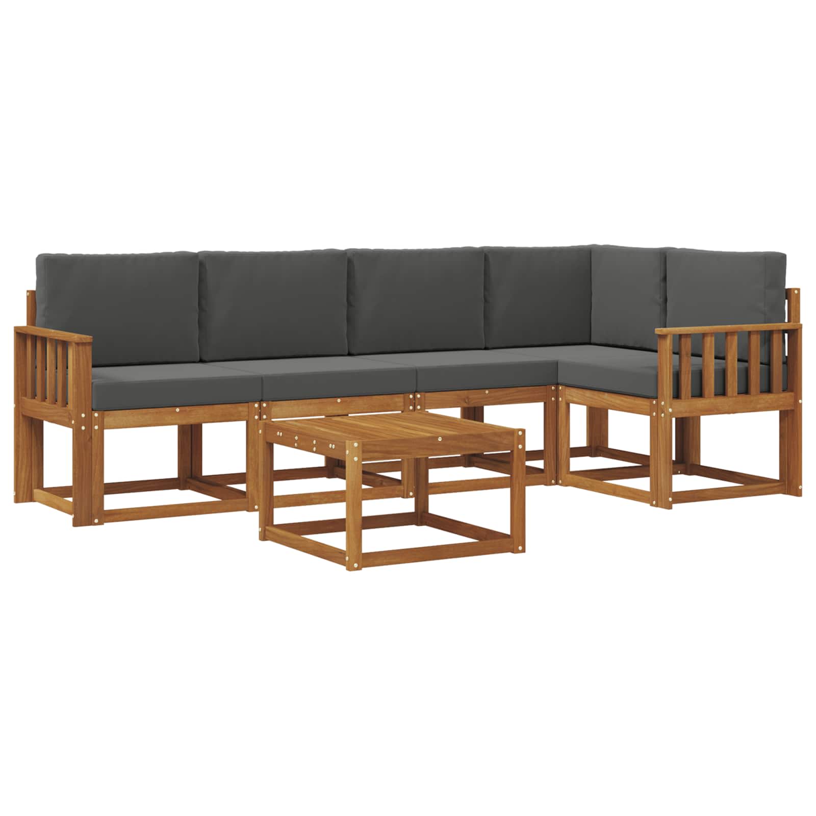 Outdoor-Sofagarnitur mit Kissen 6 pcs Natur und Anthrazit