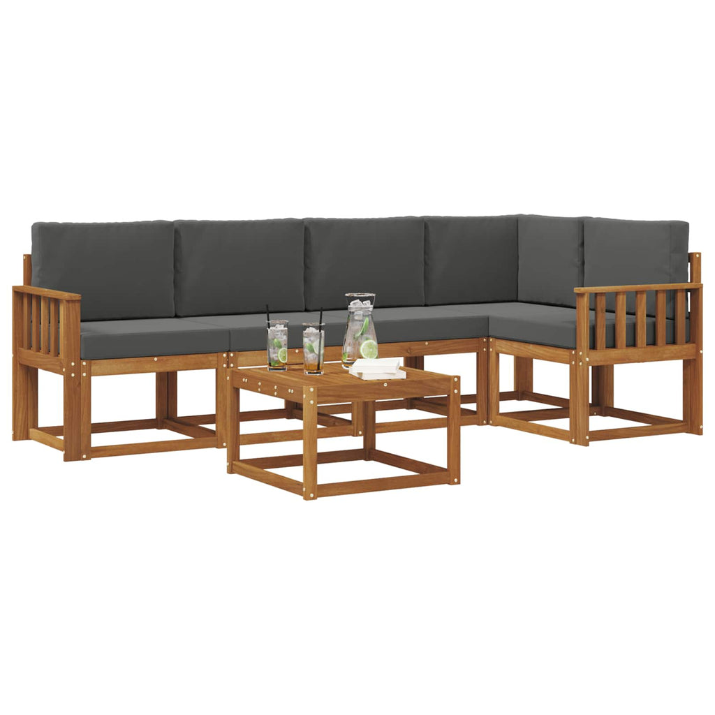 Outdoor-Sofagarnitur mit Kissen 6 pcs Natur und Anthrazit