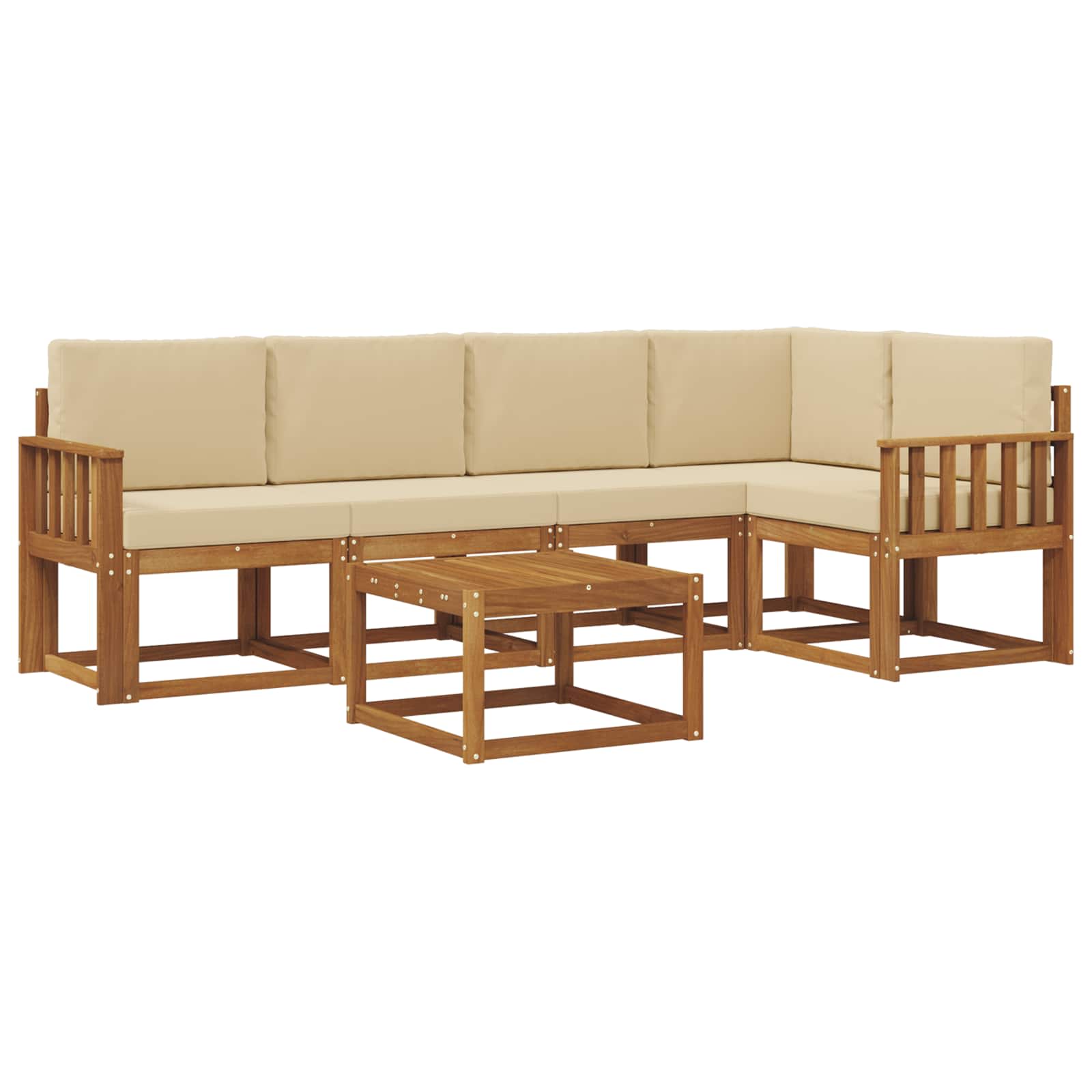 Outdoor-Sofagarnitur mit Kissen 6 pcs Natur und Beige