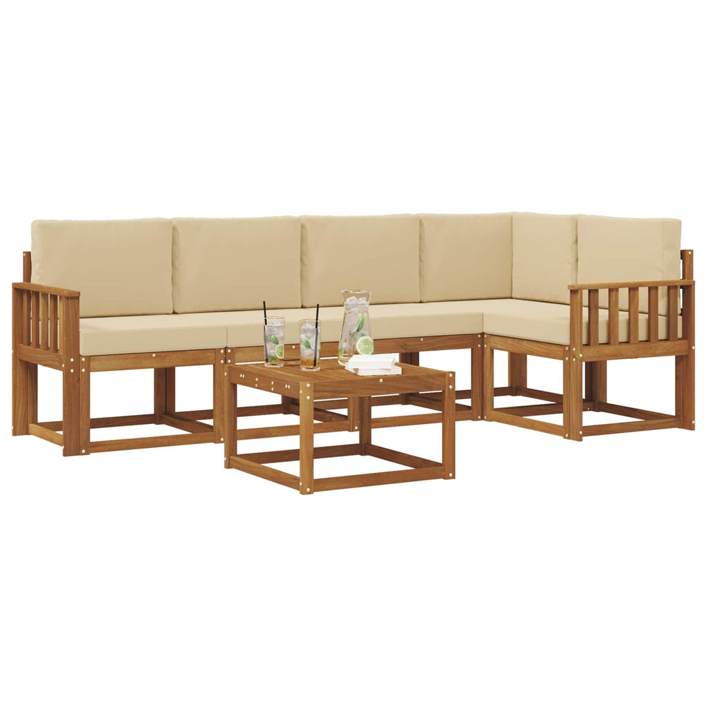 Outdoor-Sofagarnitur mit Kissen 6 pcs Natur und Beige