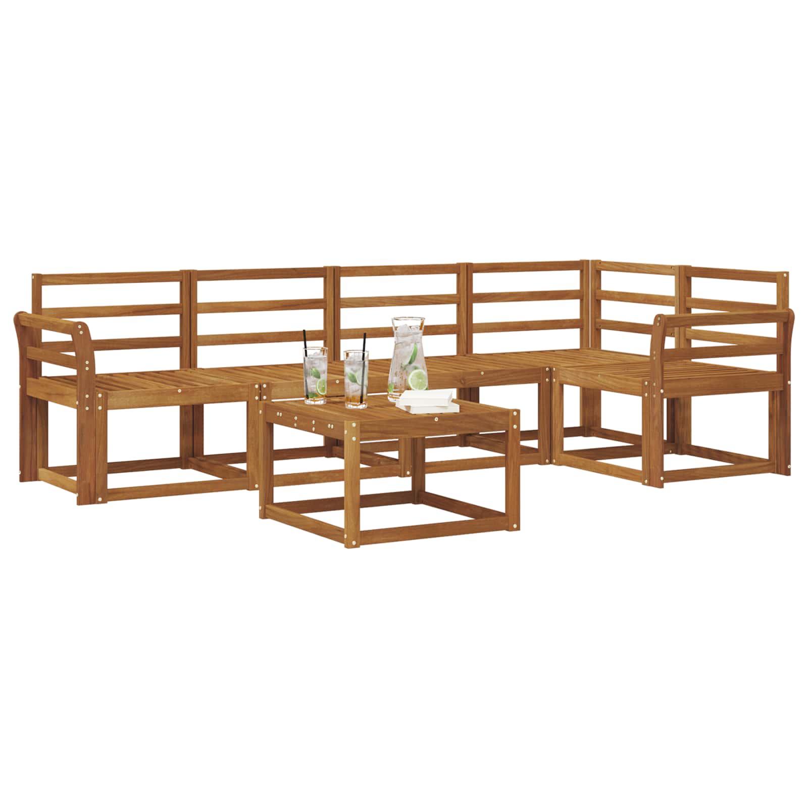 Outdoor-Sofagarnitur 6 pcs Natur Massivholz Akazie