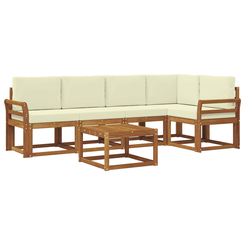 Outdoor-Sofagarnitur mit Kissen 6 pcs Natur und Creme