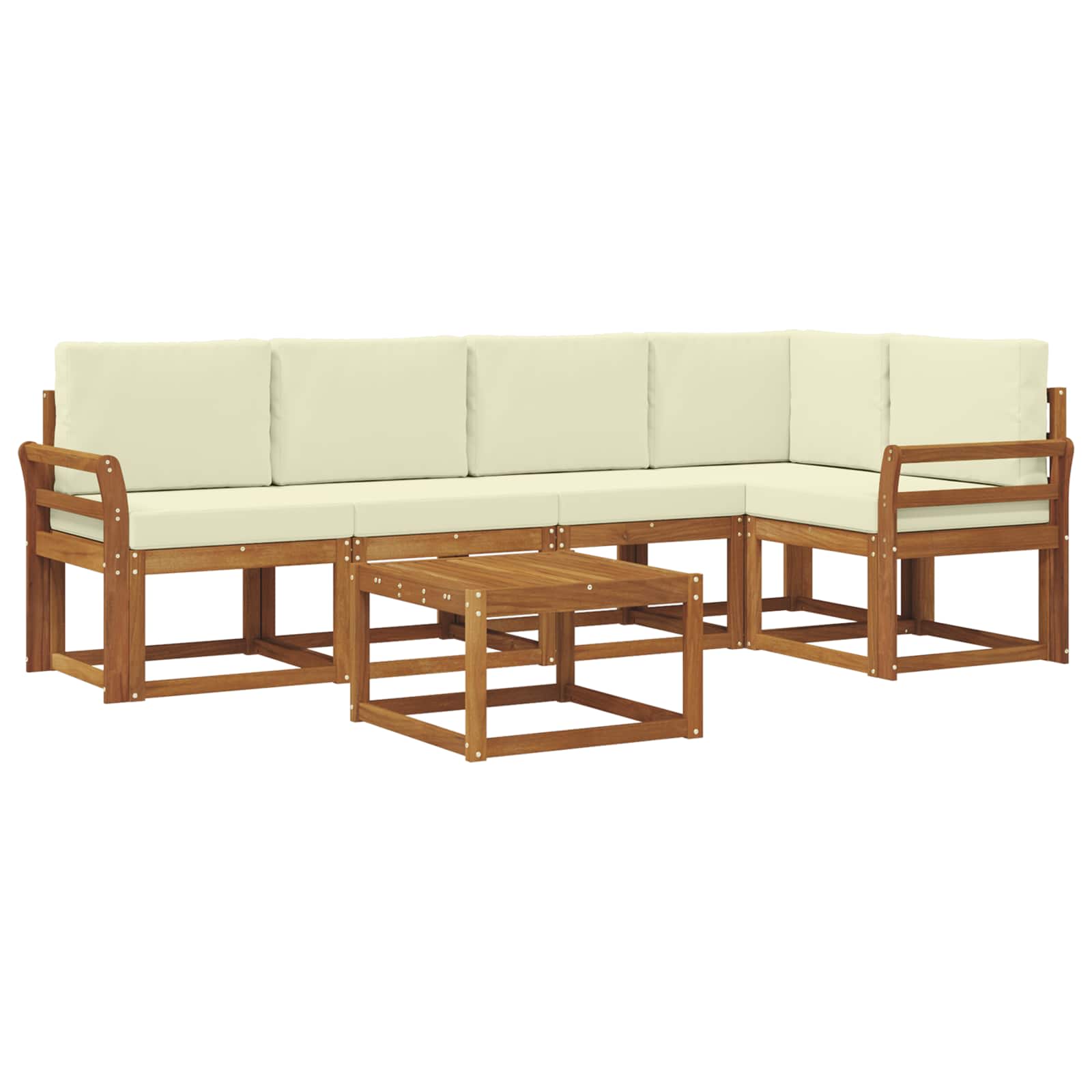 Outdoor-Sofagarnitur mit Kissen 6 pcs Natur und Creme
