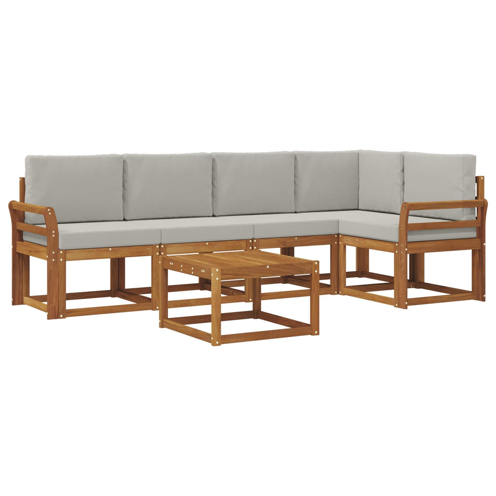 Outdoor-Sofagarnitur mit Kissen 6 pcs Natürlich und Hellgrau