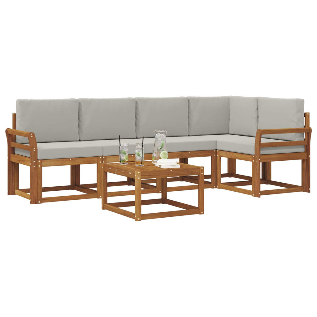 Outdoor-Sofagarnitur mit Kissen 6 pcs Natürlich und Hellgrau