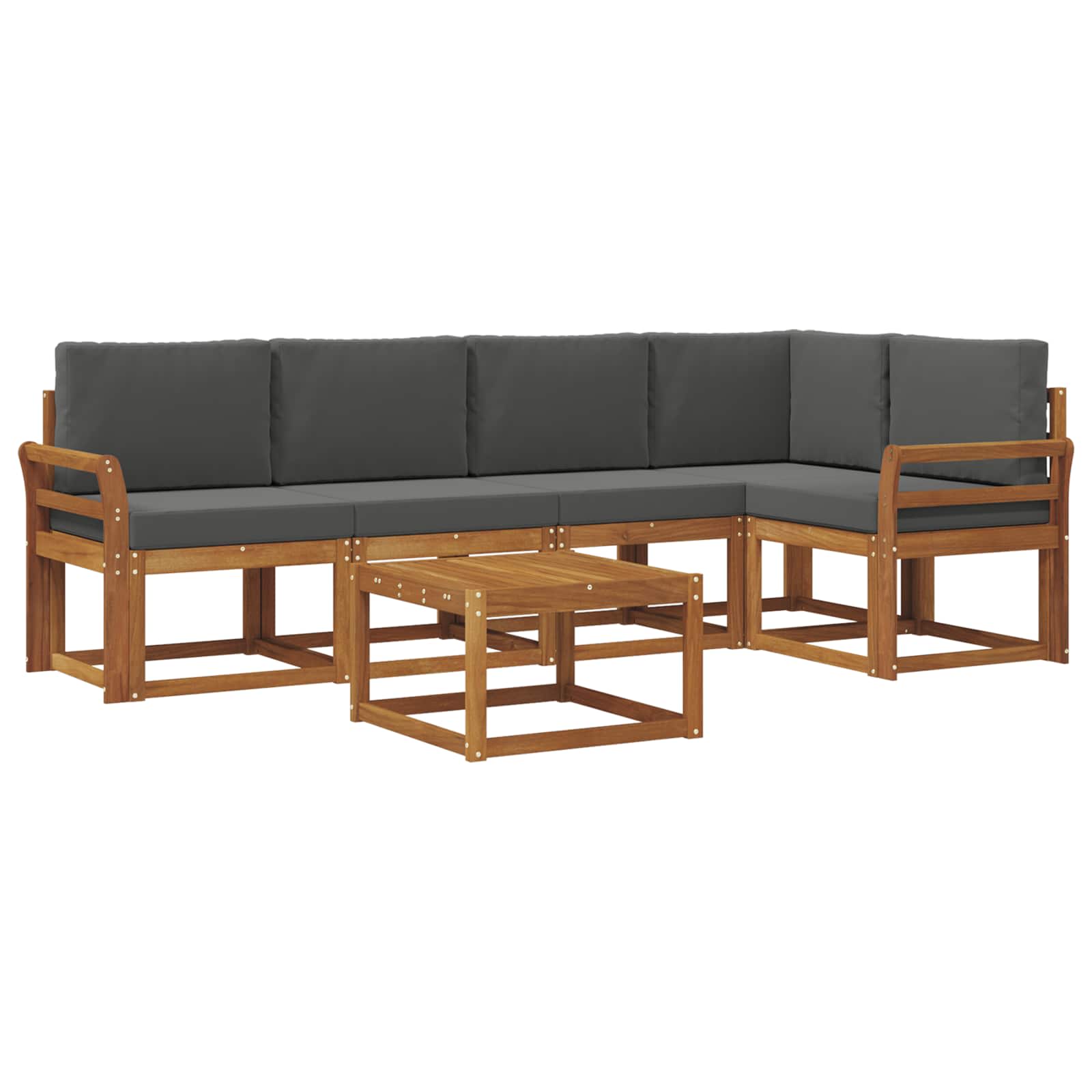 Outdoor-Sofagarnitur mit Kissen 6 pcs Natur und Anthrazit