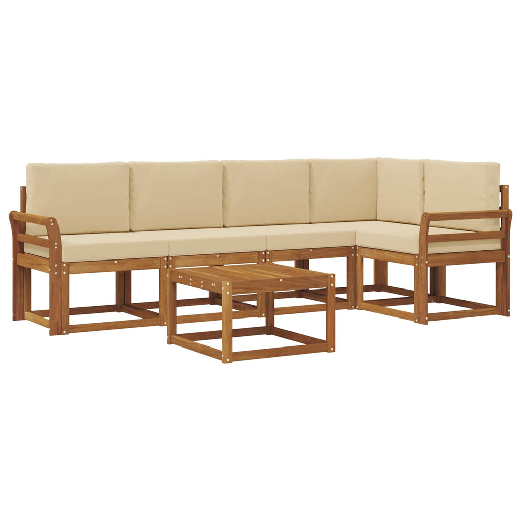 Outdoor-Sofagarnitur mit Kissen 6 pcs Natur und Beige