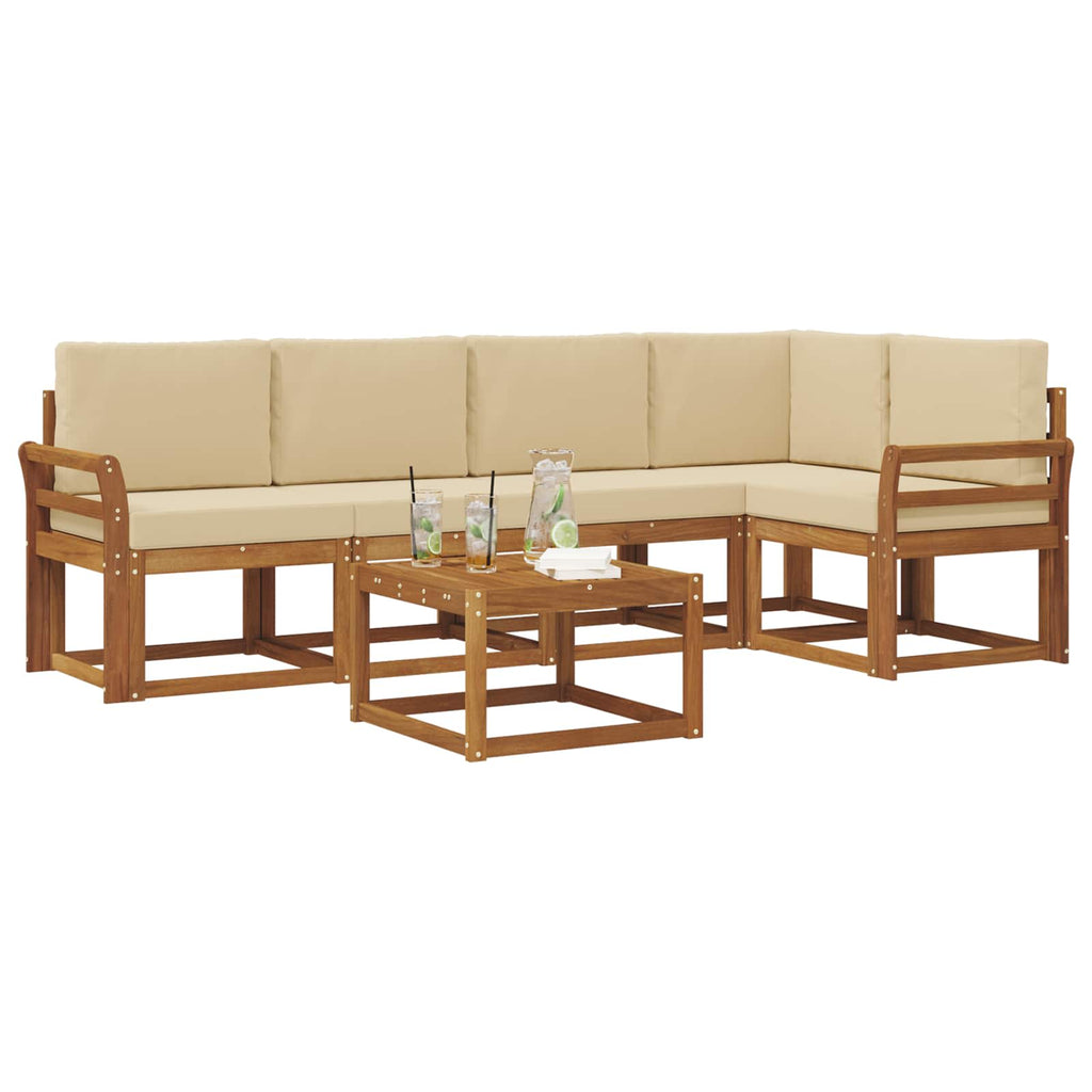Outdoor-Sofagarnitur mit Kissen 6 pcs Natur und Beige