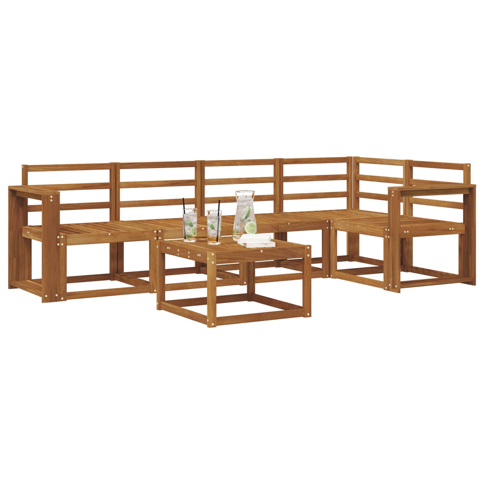 Outdoor-Sofagarnitur 6 pcs Natur Massivholz Akazie