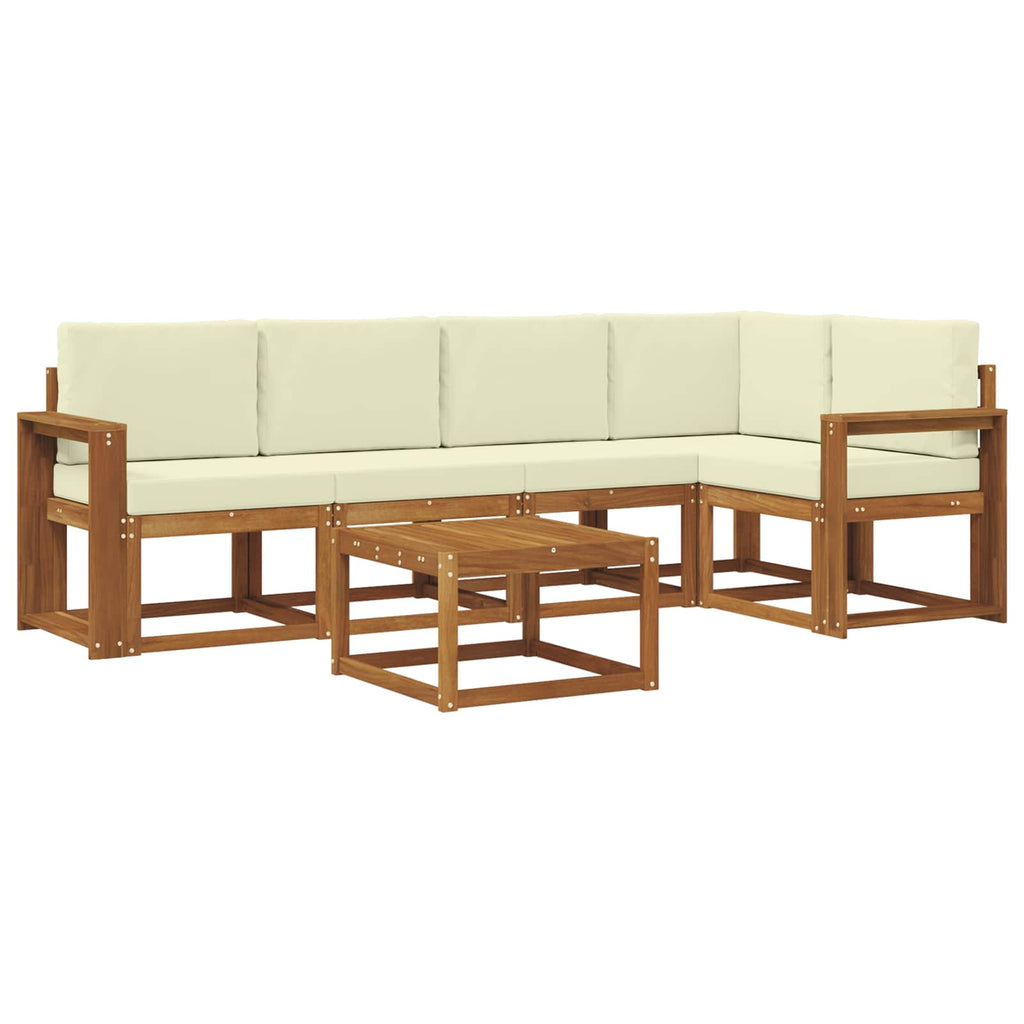 Outdoor-Sofagarnitur mit Kissen 6 pcs Natur und Creme