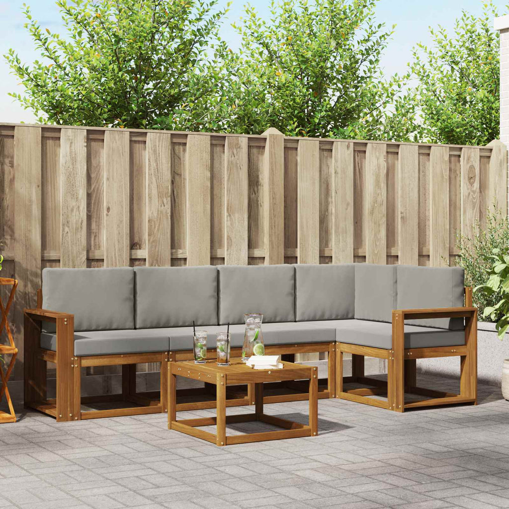 Outdoor-Sofagarnitur mit Kissen 6 pcs Natürlich und Hellgrau