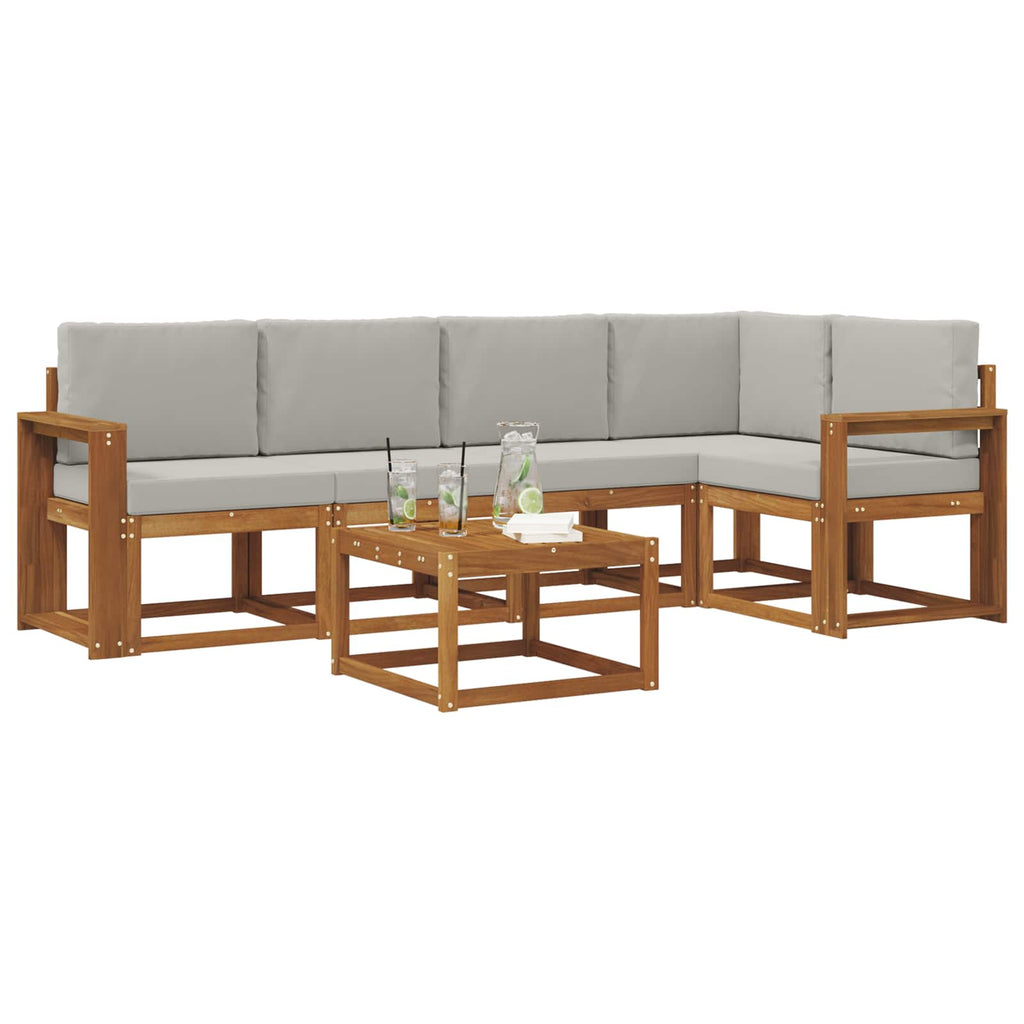 Outdoor-Sofagarnitur mit Kissen 6 pcs Natürlich und Hellgrau