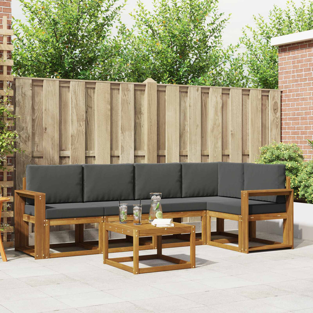 Outdoor-Sofagarnitur mit Kissen 6 pcs Natur und Anthrazit