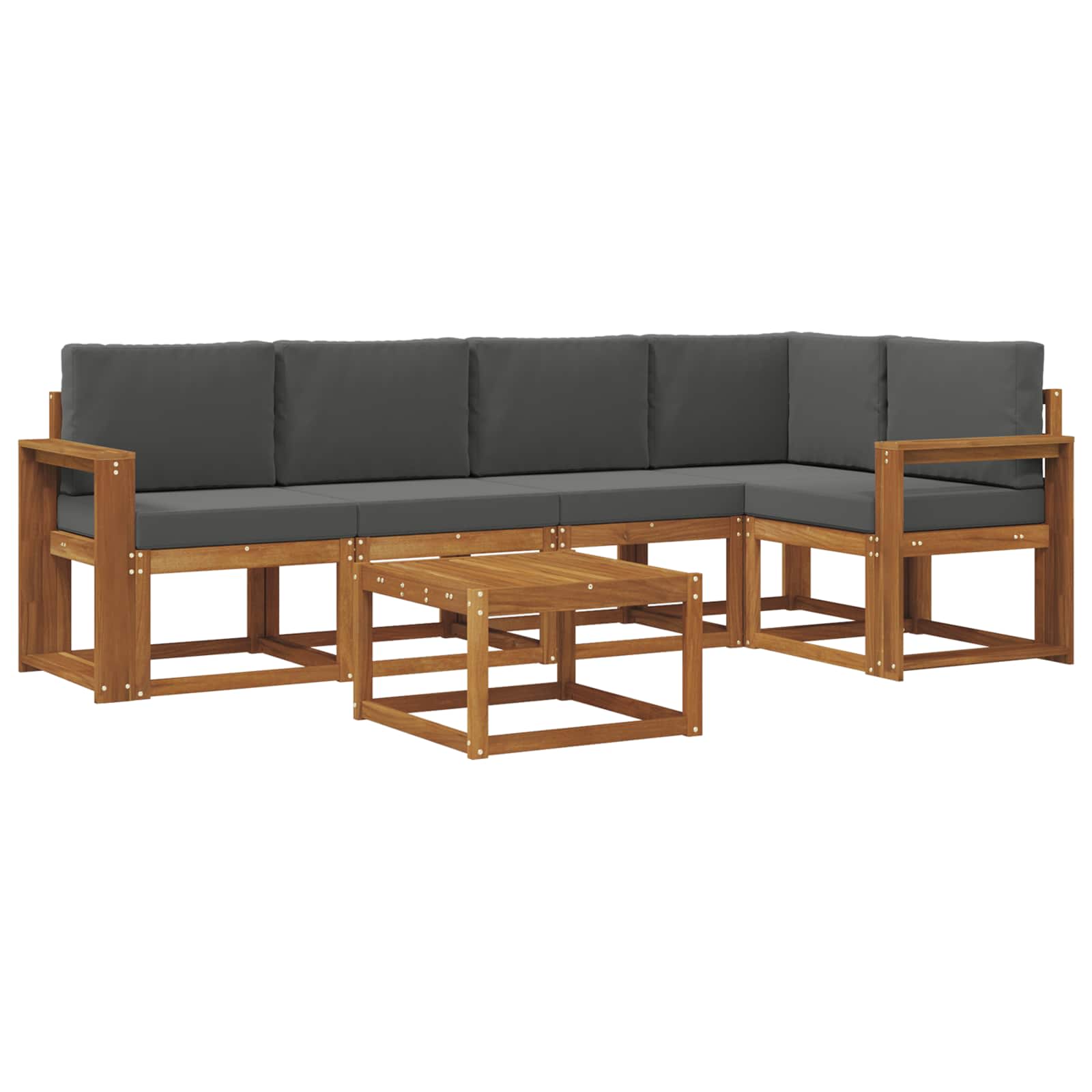 Outdoor-Sofagarnitur mit Kissen 6 pcs Natur und Anthrazit