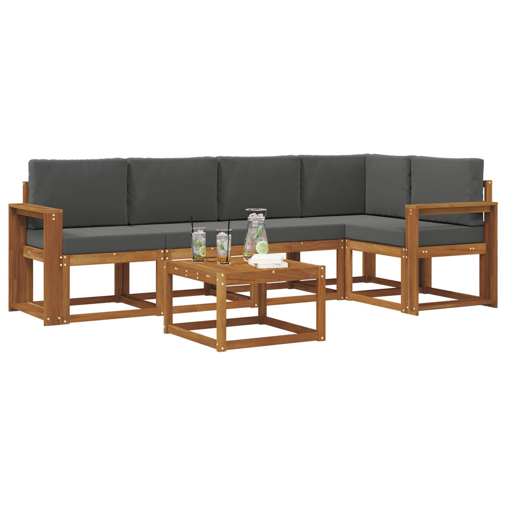 Outdoor-Sofagarnitur mit Kissen 6 pcs Natur und Anthrazit