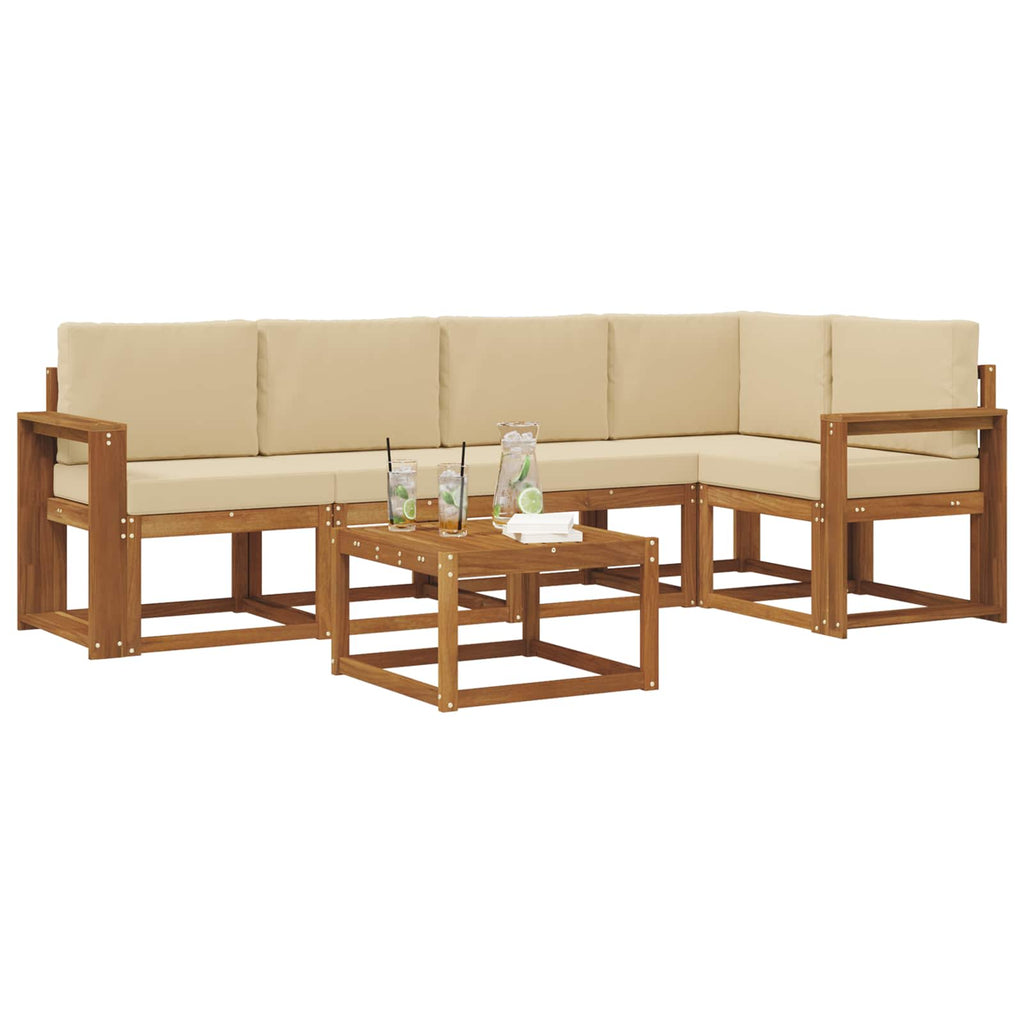 Outdoor-Sofagarnitur mit Kissen 6 pcs Natur und Beige