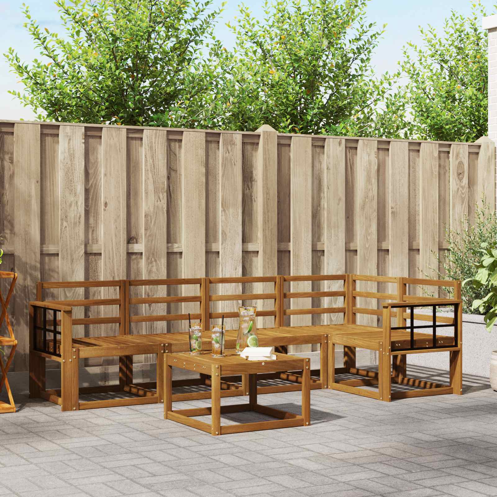 Outdoor-Sofagarnitur 6 pcs Natur Massivholz Akazie