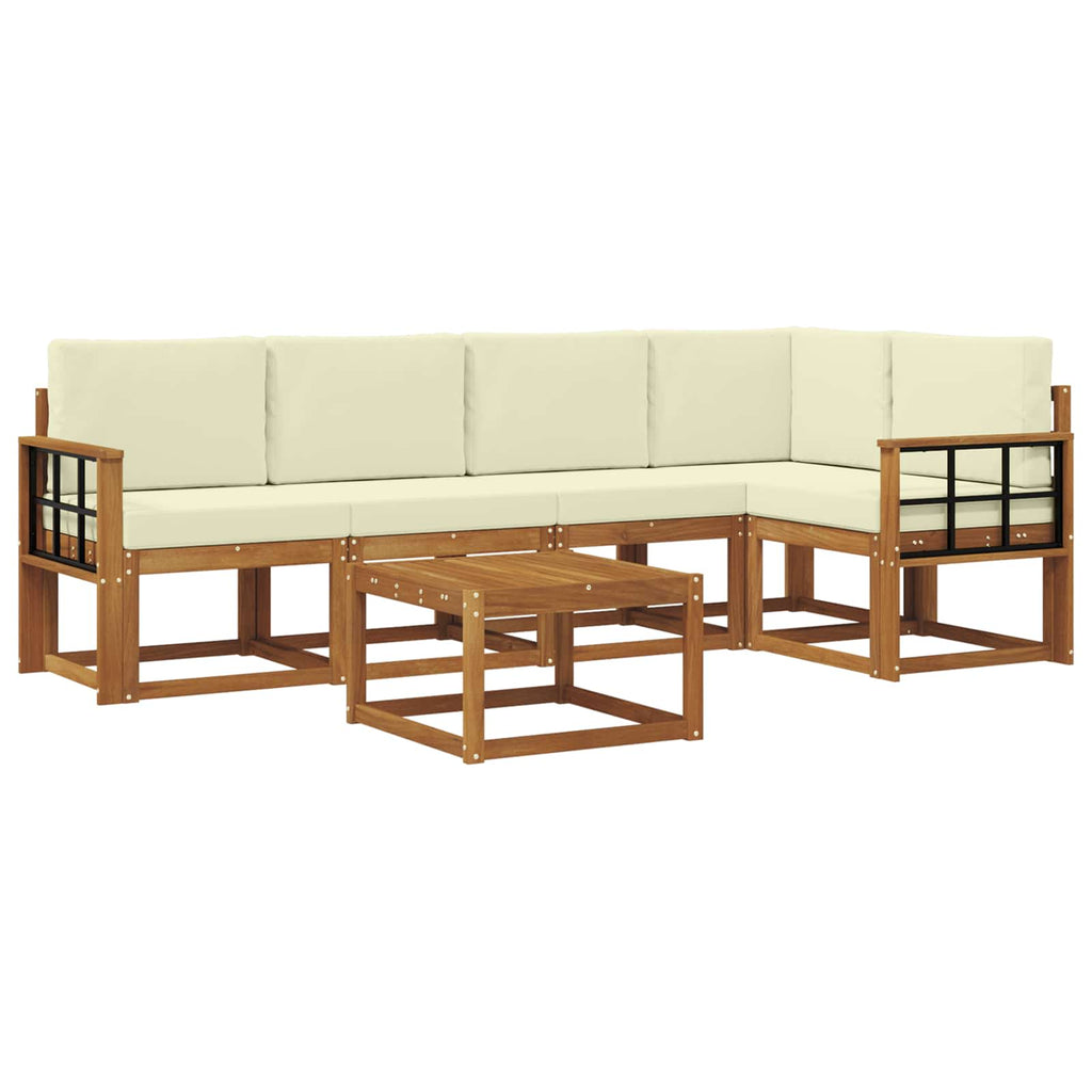 Outdoor-Sofagarnitur mit Kissen 6 pcs Natur und Creme