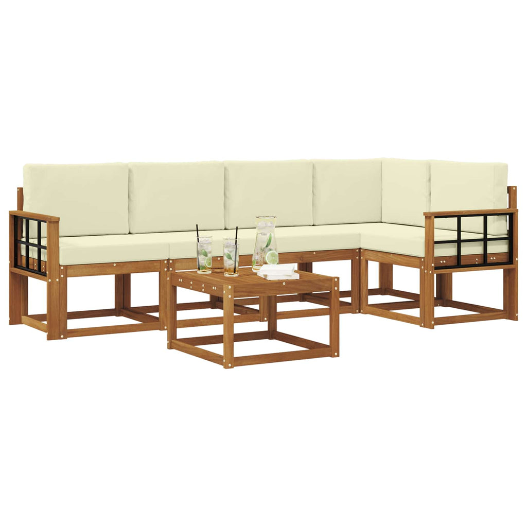 Outdoor-Sofagarnitur mit Kissen 6 pcs Natur und Creme