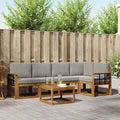 Outdoor-Sofagarnitur mit Kissen 6 pcs Natürlich und Hellgrau