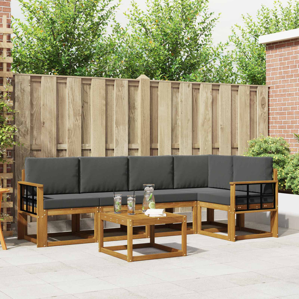 Outdoor-Sofagarnitur mit Kissen 6 pcs Natur und Anthrazit