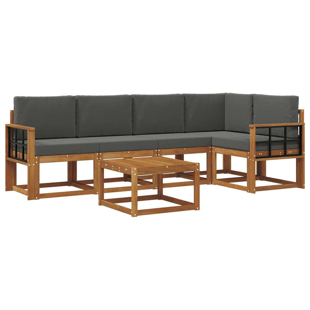 Outdoor-Sofagarnitur mit Kissen 6 pcs Natur und Anthrazit