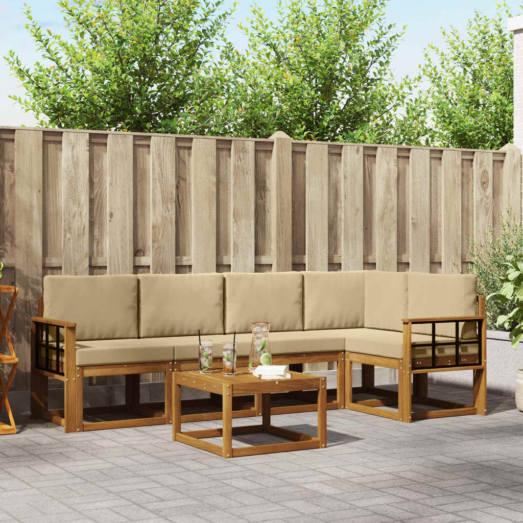 Outdoor-Sofagarnitur mit Kissen 6 pcs Natur und Beige