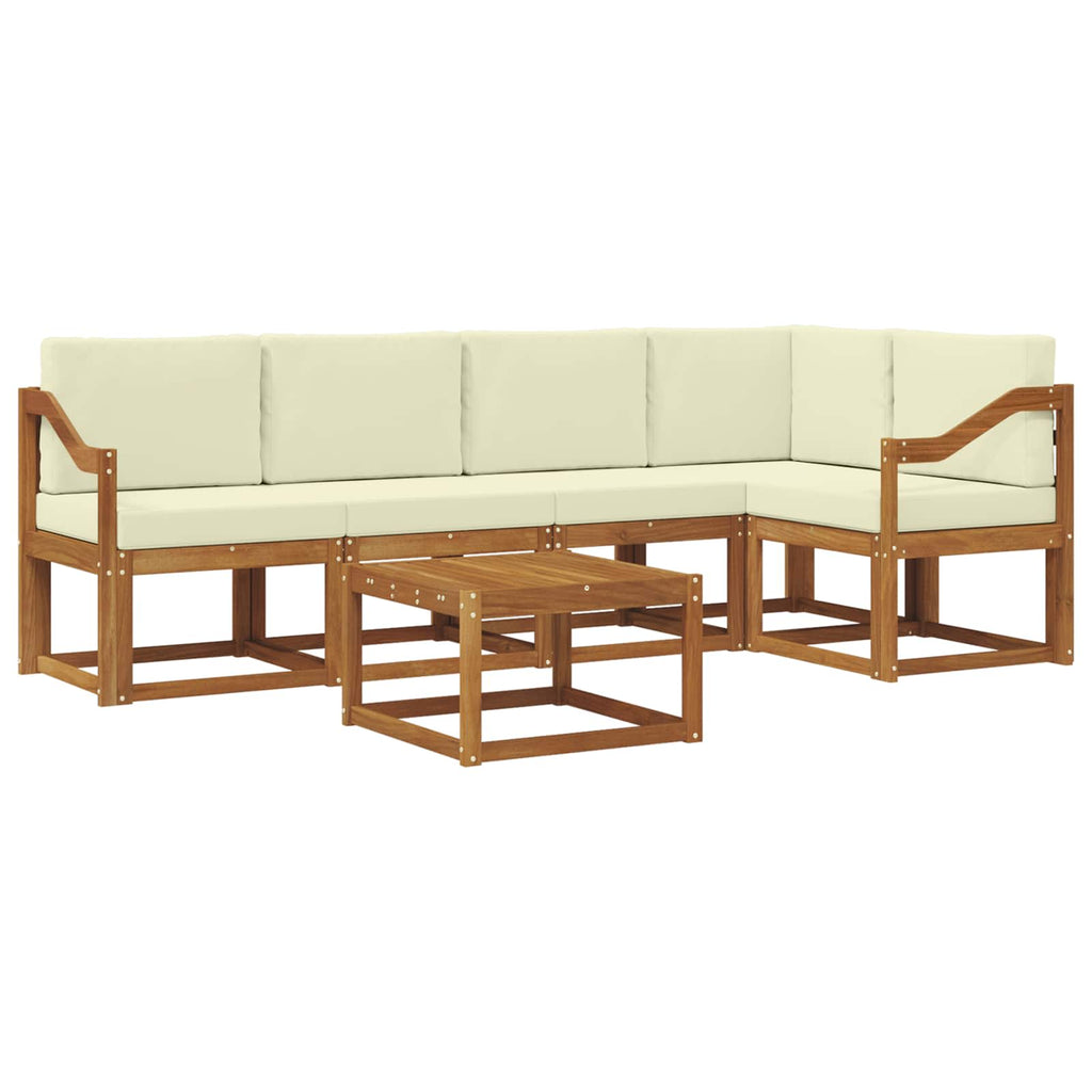 Outdoor-Sofagarnitur mit Kissen 6 pcs Natur und Creme