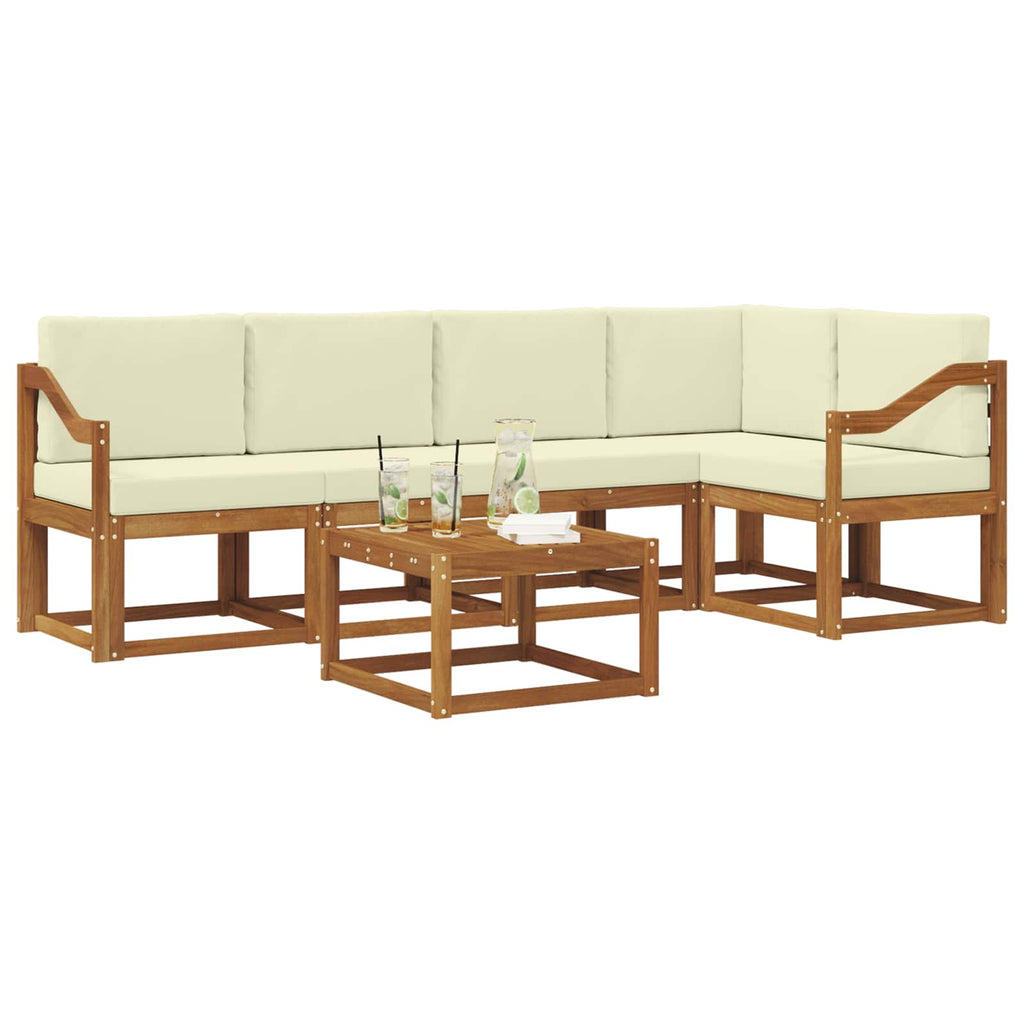 Outdoor-Sofagarnitur mit Kissen 6 pcs Natur und Creme