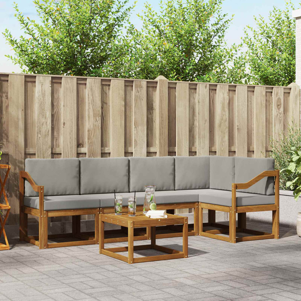 Outdoor-Sofagarnitur mit Kissen 6 pcs Natürlich und Hellgrau