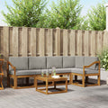 Outdoor-Sofagarnitur mit Kissen 6 pcs Natürlich und Hellgrau