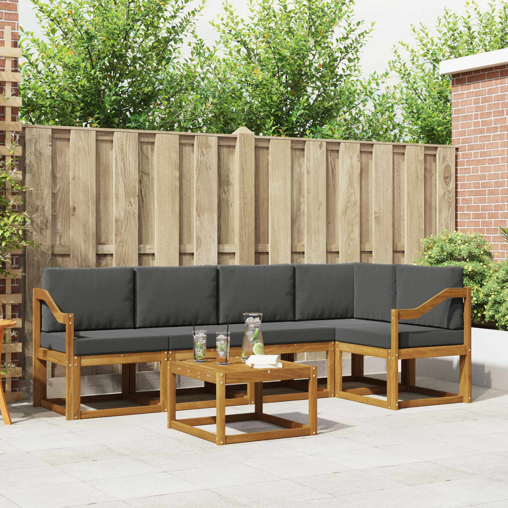 Outdoor-Sofagarnitur mit Kissen 6 pcs Natur und Anthrazit