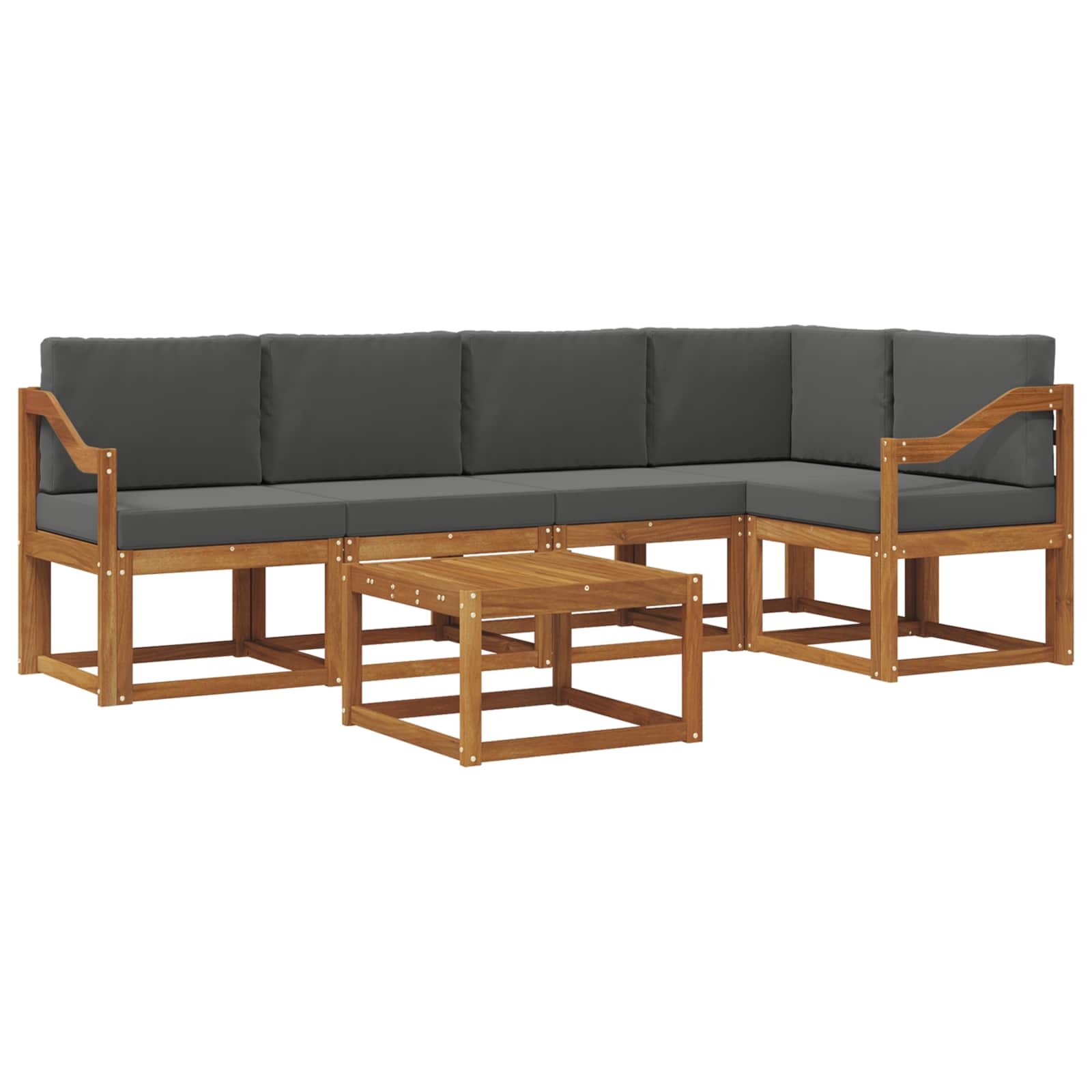Outdoor-Sofagarnitur mit Kissen 6 pcs Natur und Anthrazit