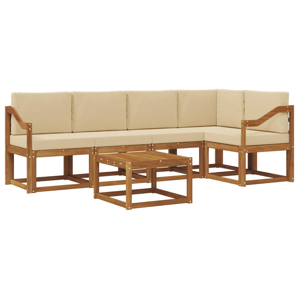 Outdoor-Sofagarnitur mit Kissen 6 pcs Natur und Beige