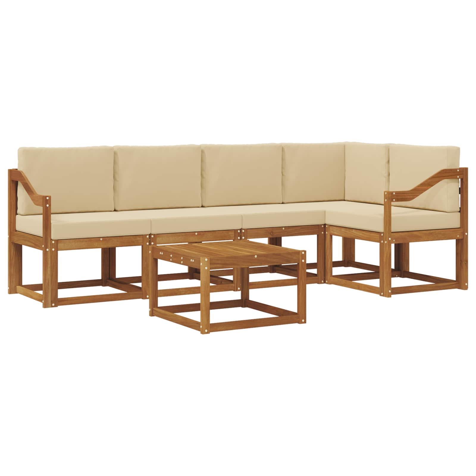 Outdoor-Sofagarnitur mit Kissen 6 pcs Natur und Beige