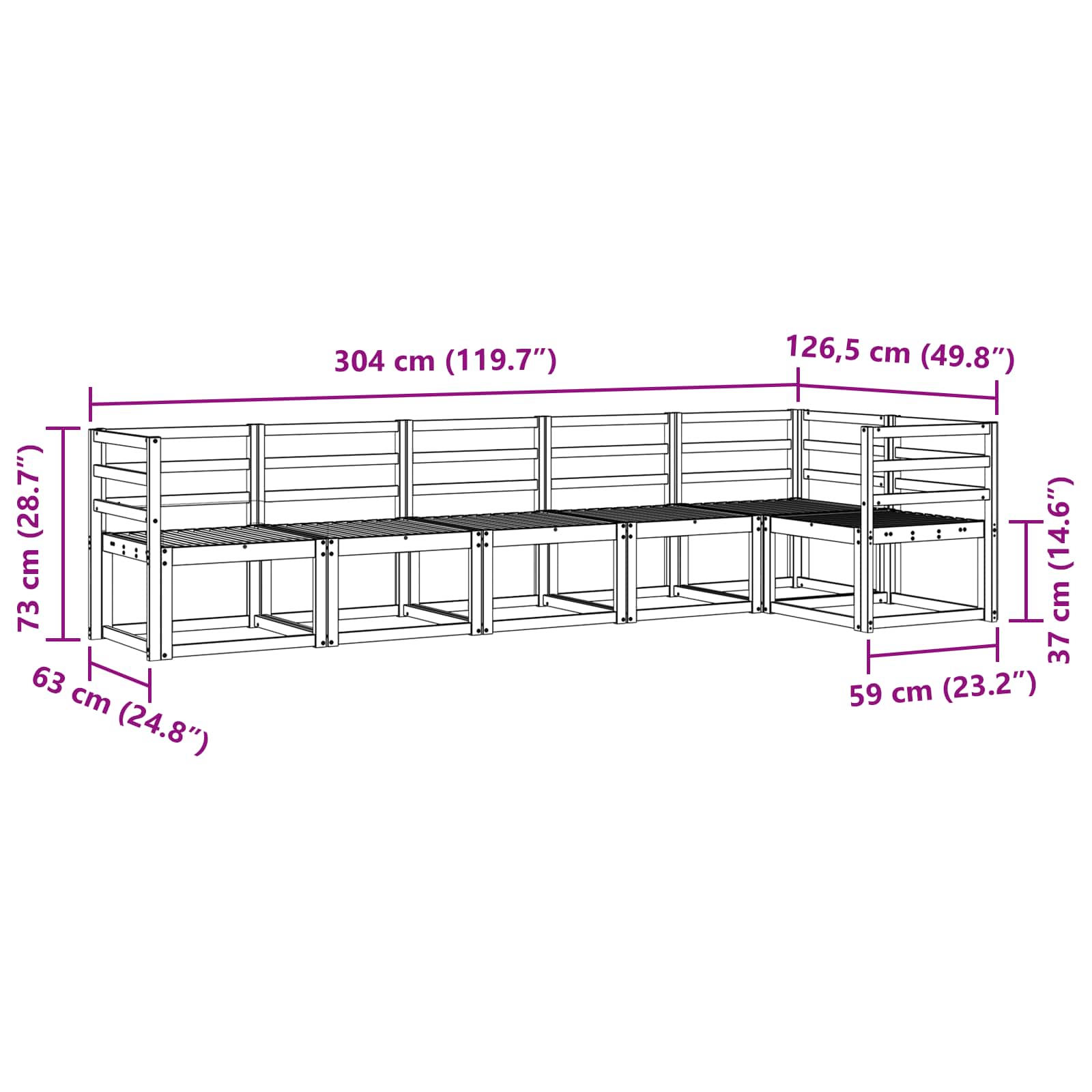 Outdoor-Sofagarnitur 6 pcs Natur Massivholz Akazie