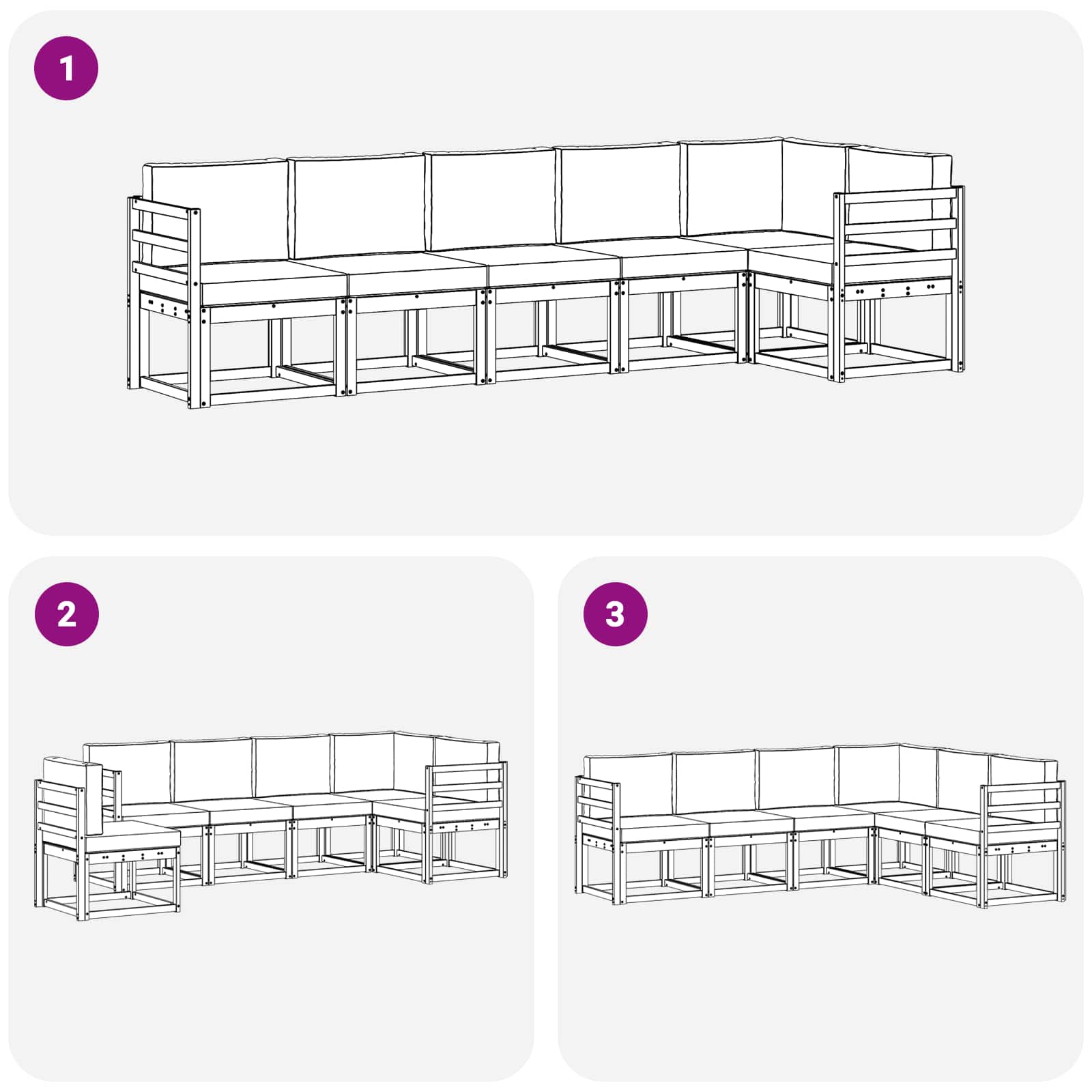 Outdoor-Sofagarnitur mit Kissen 6 pcs Natürlich und Hellgrau