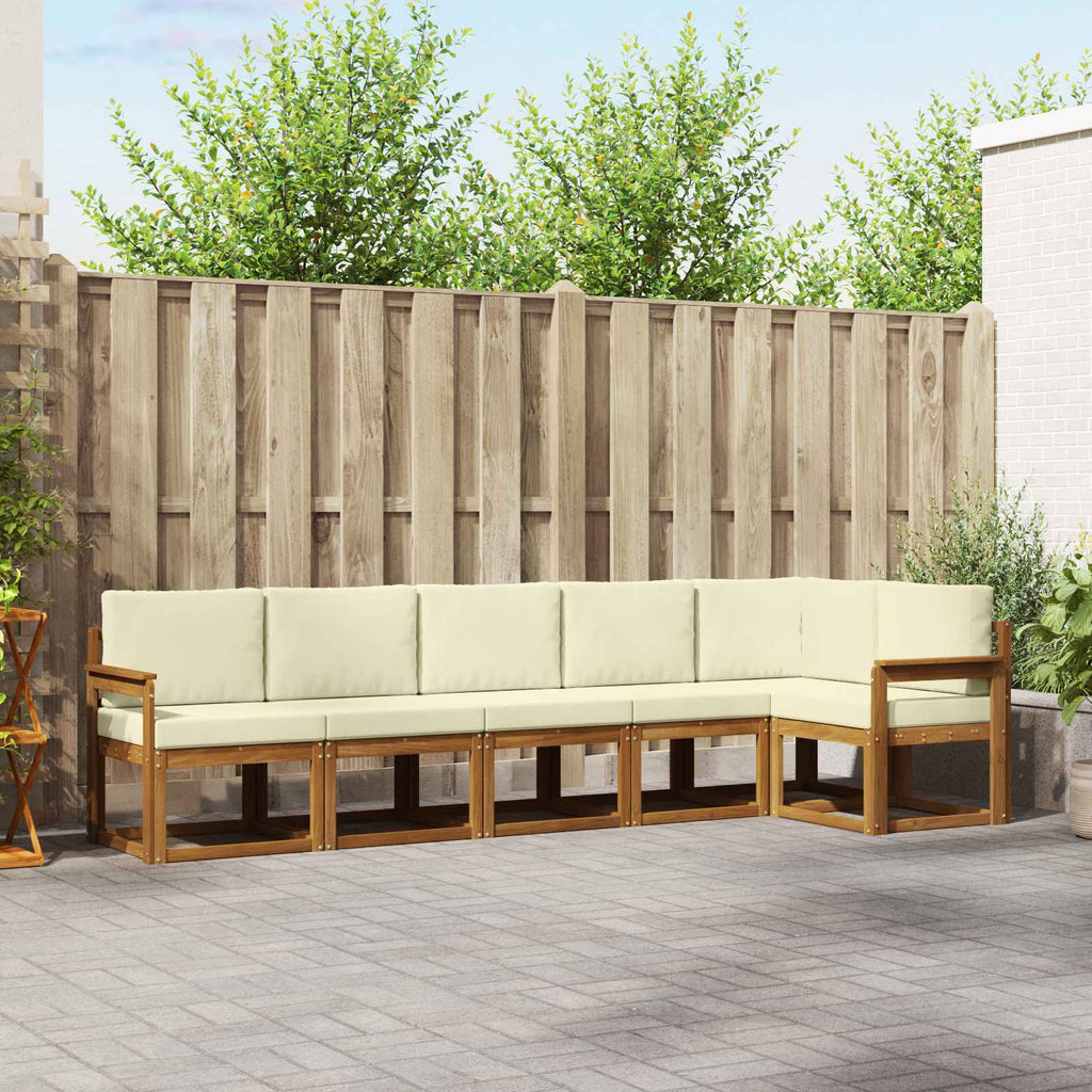 Outdoor-Sofagarnitur mit Kissen 6 pcs Natur und Creme