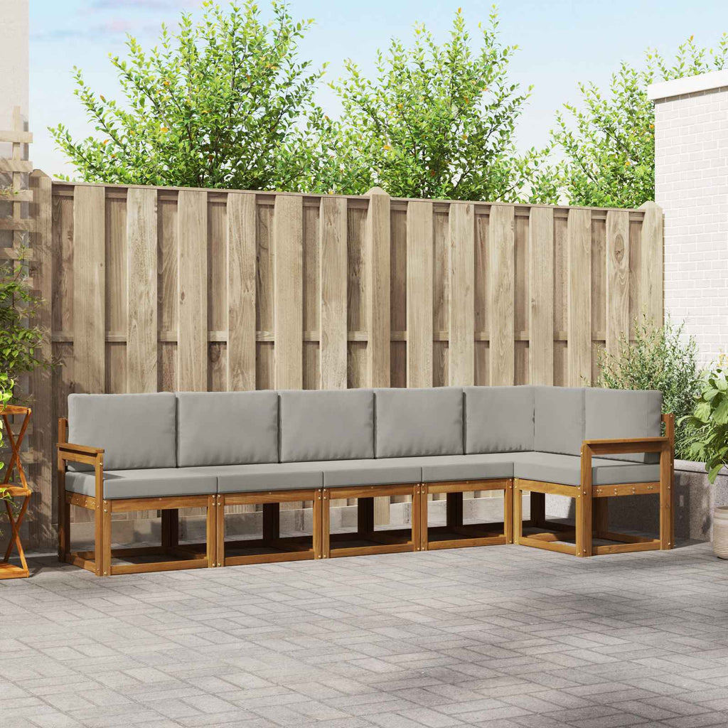 Outdoor-Sofagarnitur mit Kissen 6 pcs Natürlich und Hellgrau