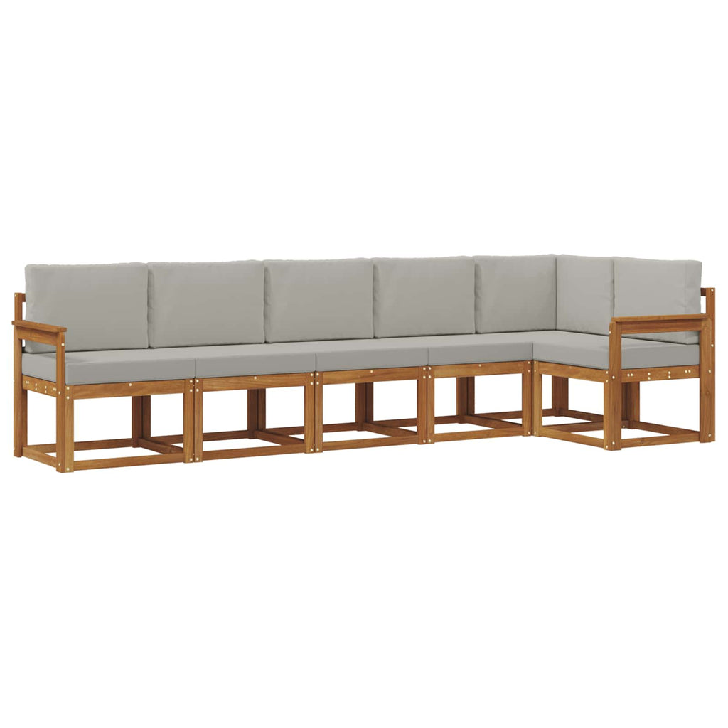 Outdoor-Sofagarnitur mit Kissen 6 pcs Natürlich und Hellgrau