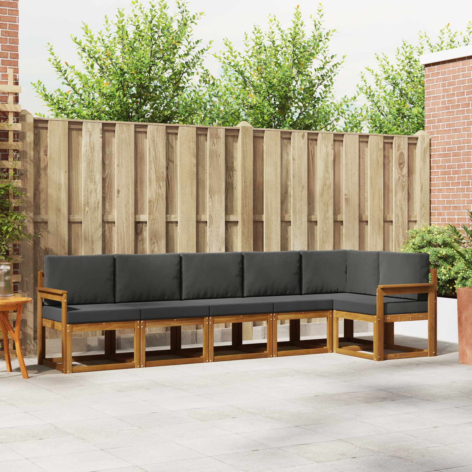 Outdoor-Sofagarnitur mit Kissen 6 pcs Natur und Anthrazit