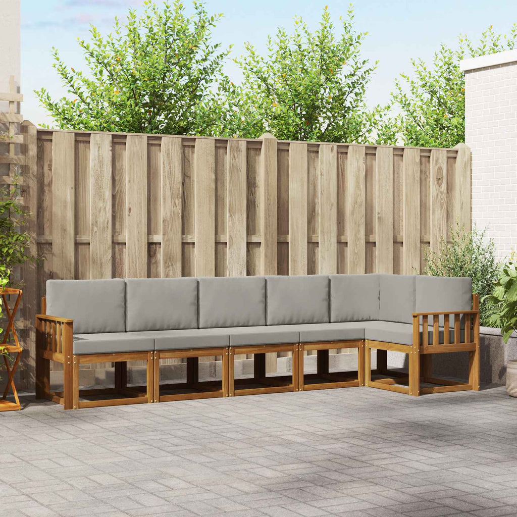 Outdoor-Sofagarnitur mit Kissen 6 pcs Natürlich und Hellgrau
