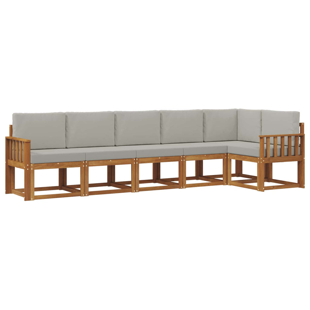 Outdoor-Sofagarnitur mit Kissen 6 pcs Natürlich und Hellgrau