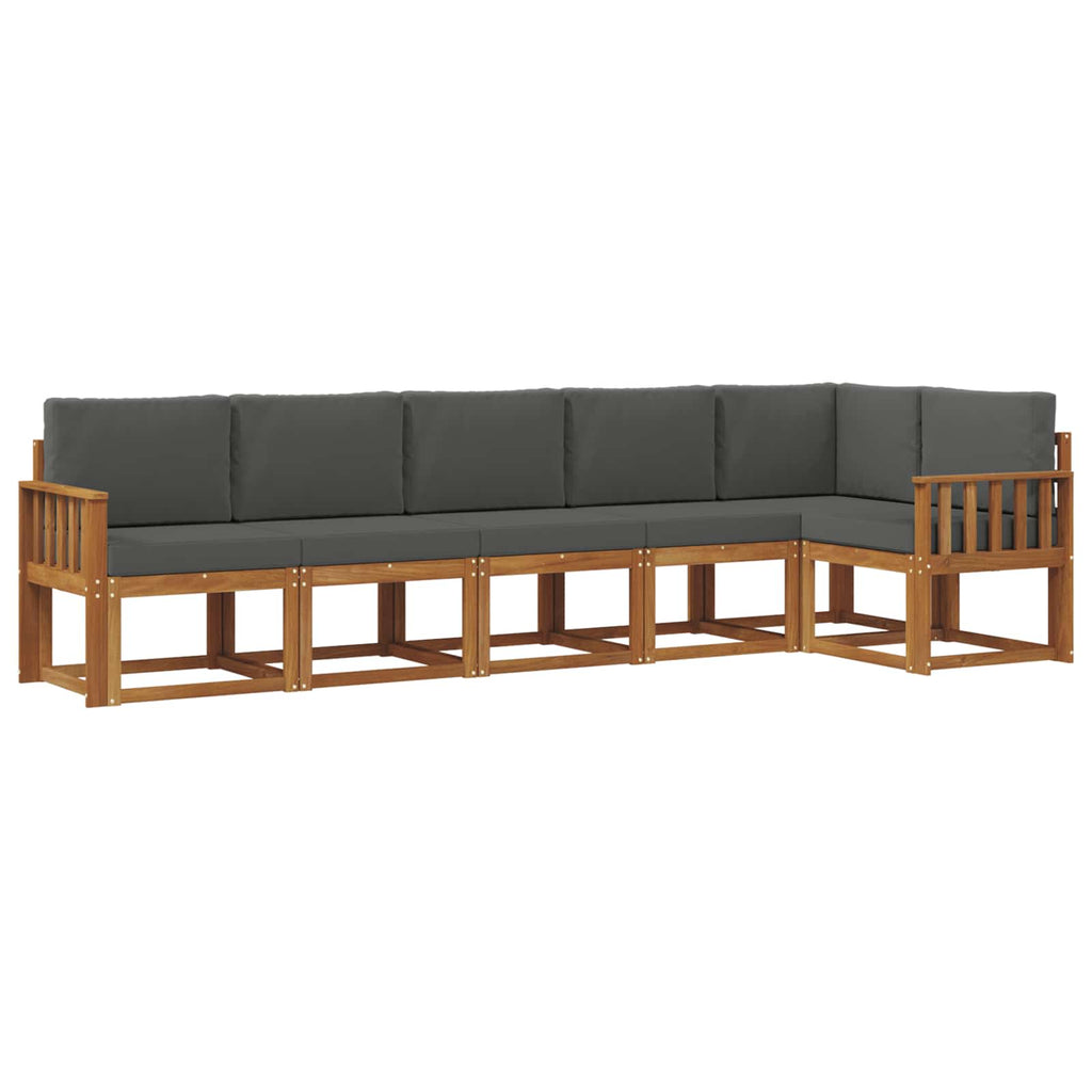 Outdoor-Sofagarnitur mit Kissen 6 pcs Natur und Anthrazit