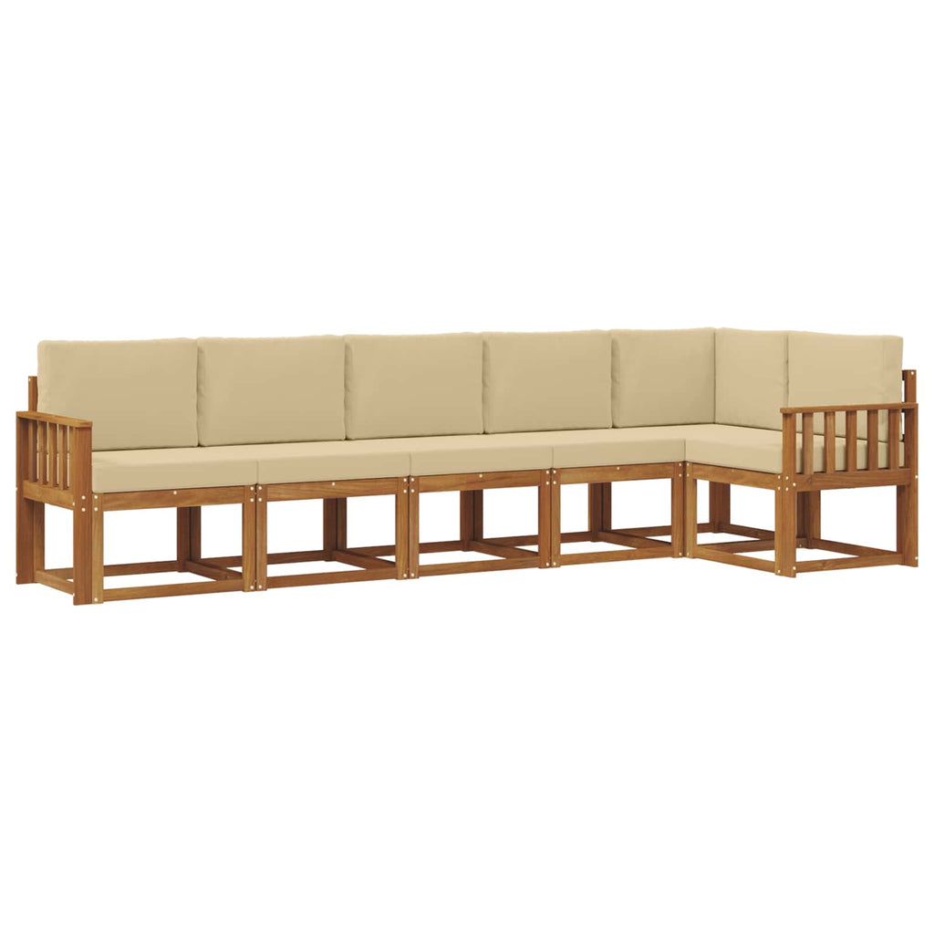 Outdoor-Sofagarnitur mit Kissen 6 pcs Natur und Beige