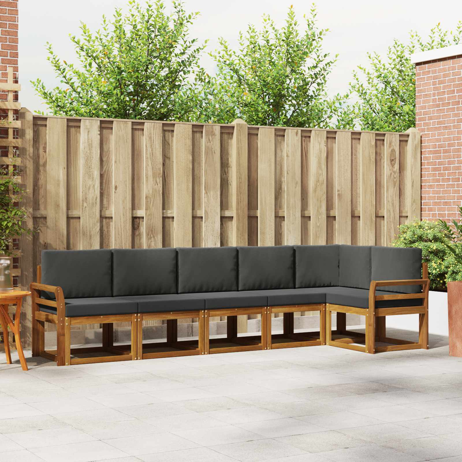 Outdoor-Sofagarnitur mit Kissen 6 pcs Natur und Anthrazit