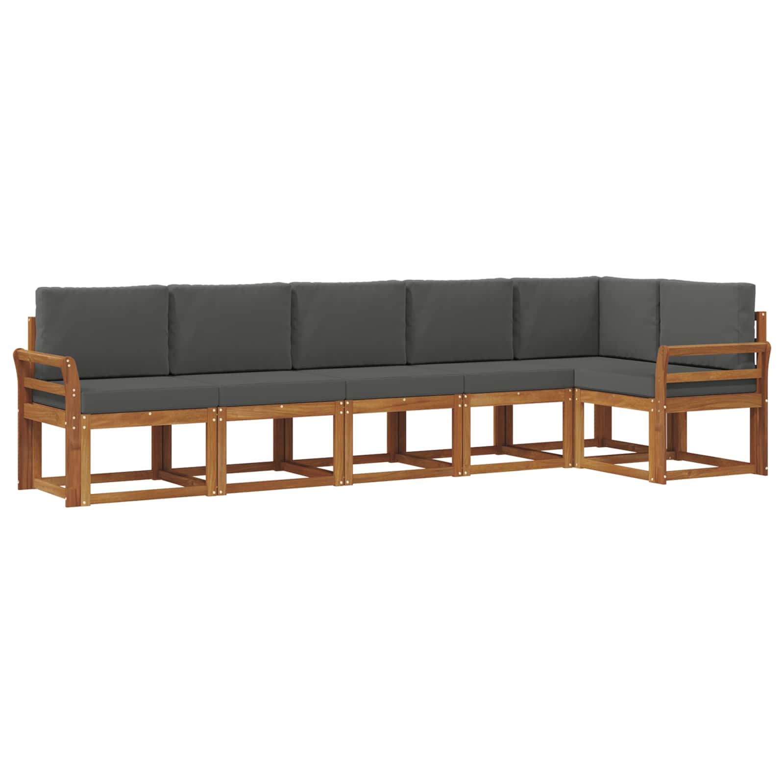 Outdoor-Sofagarnitur mit Kissen 6 pcs Natur und Anthrazit