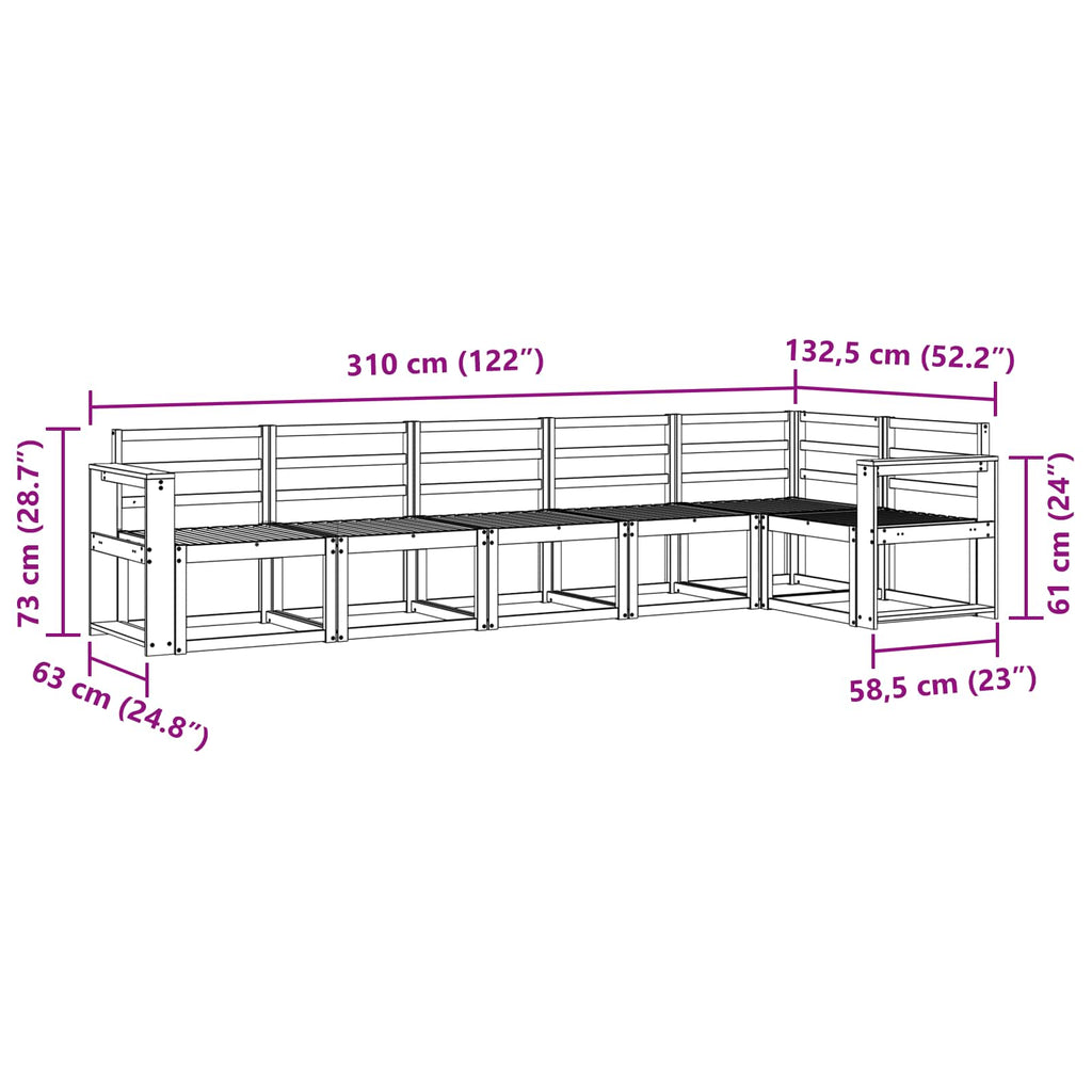 Outdoor-Sofagarnitur 6 pcs Natur Massivholz Akazie