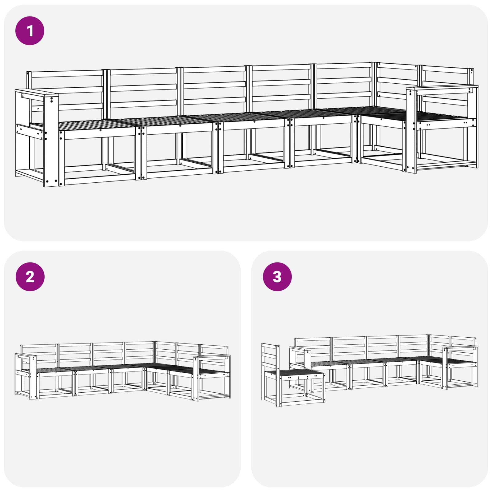Outdoor-Sofagarnitur 6 pcs Natur Massivholz Akazie